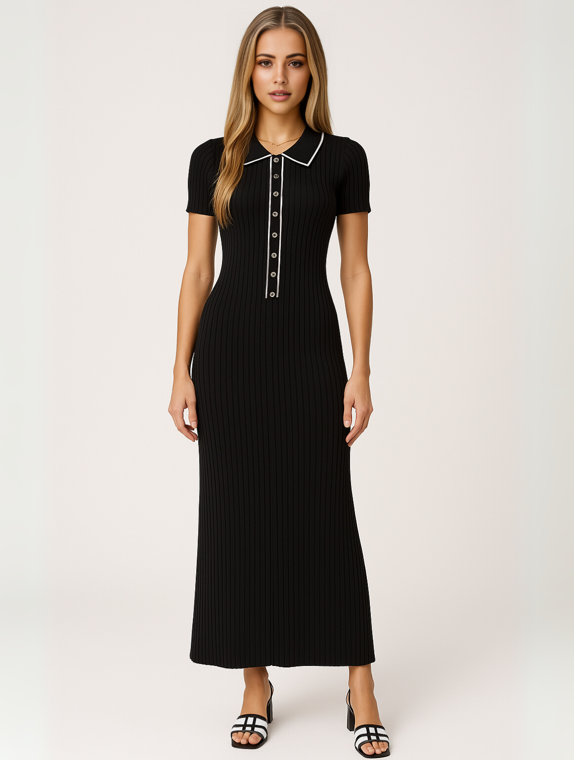 Ava | Elegant Bodycon Black Maxi Dress for Women 0