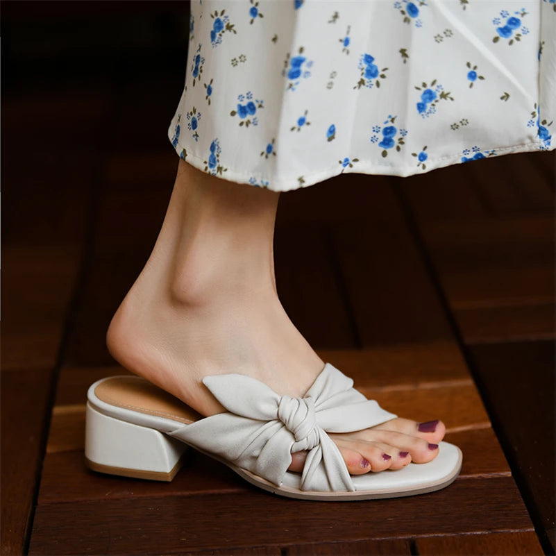Ava | Elegant Pleated Leather Women's Sandals with Square Heel 0