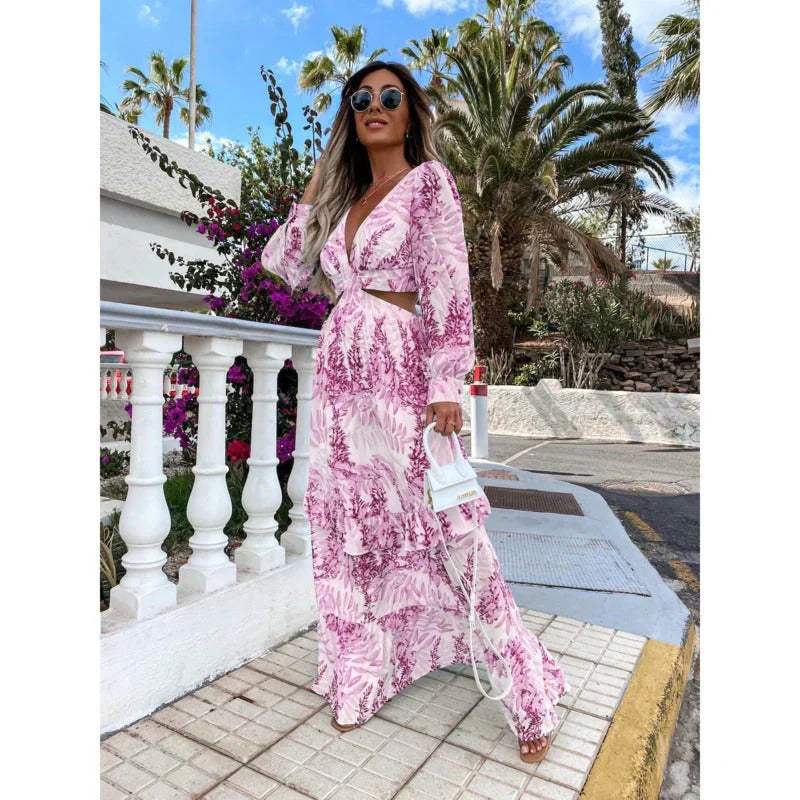 Ava | Elegant Printed Summer Maxi Dress with Long Sleeves 1