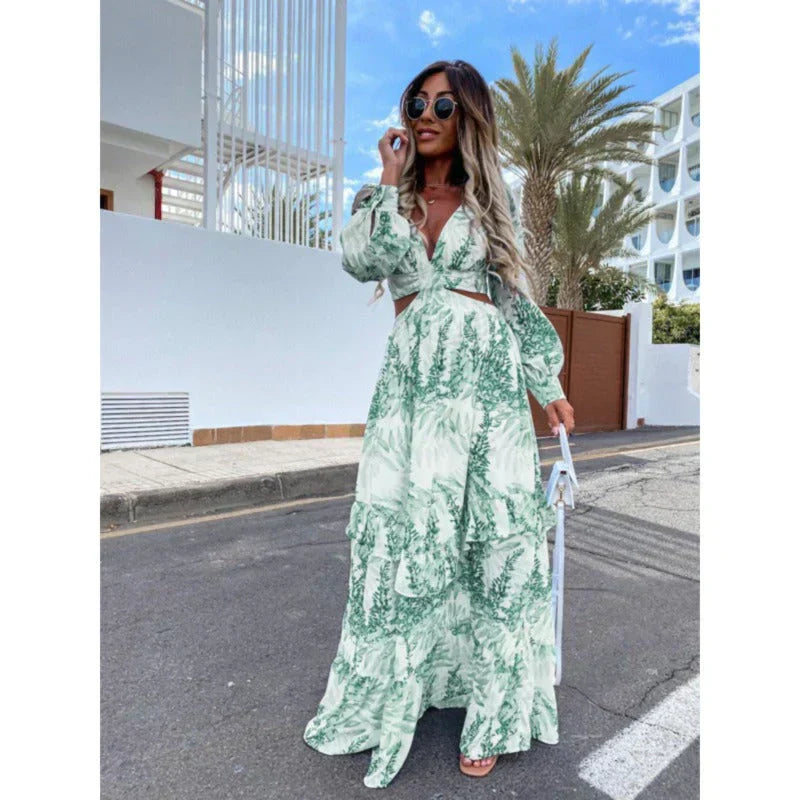 Ava | Elegant Printed Summer Maxi Dress with Long Sleeves 3