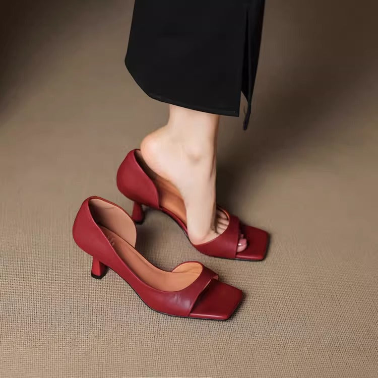 Ava | Luxurious Black Square Toe Heels 0