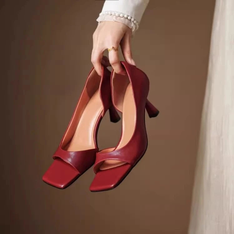 Ava | Luxurious Black Square Toe Heels 1