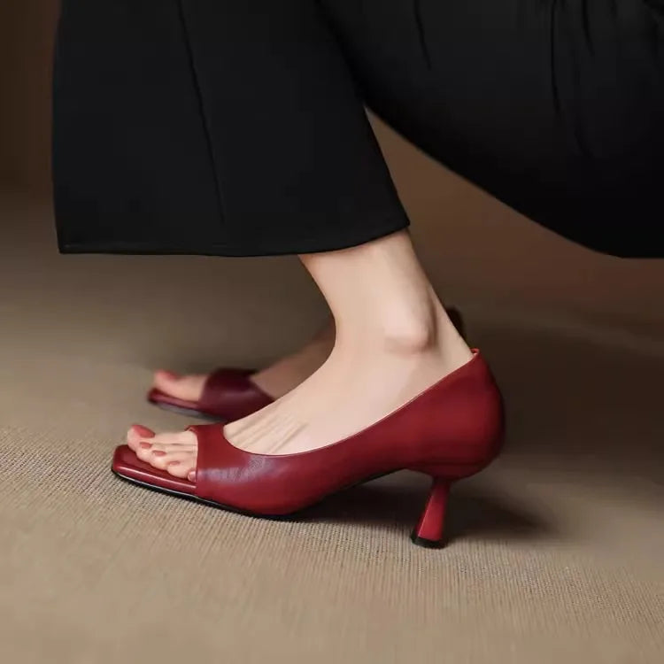 Ava | Luxurious Black Square Toe Heels 2