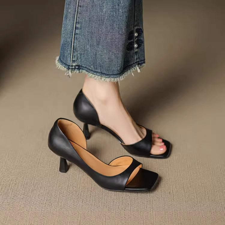 Ava | Luxurious Black Square Toe Heels 3