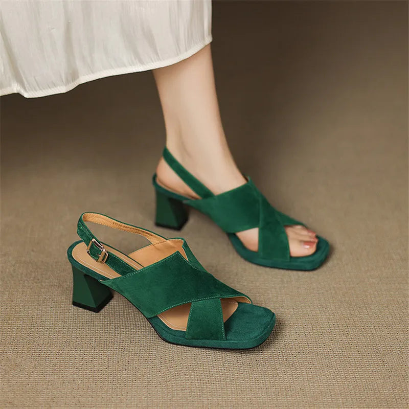 Ava | Stylish Black Suede Block Heels for Women 4