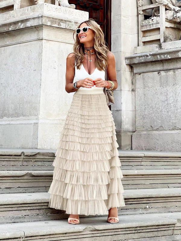 Boho Chic | Women's Maxi Skirt with High Waist & Ruffled Layers 3