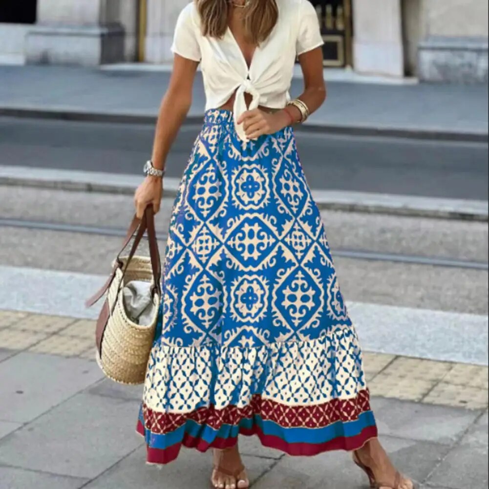 Boho Chic | Women's Maxi Skirt with Ruffled Hem for Effortless Style 3