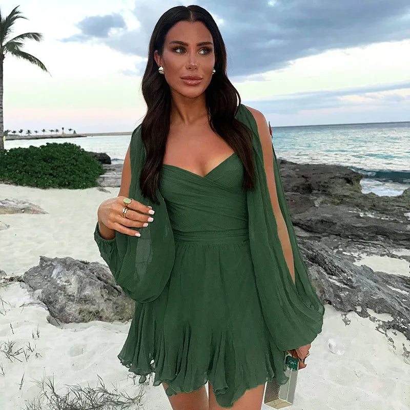 Charlotte | Women's Dress - Summer Mini Dress with Puff Sleeves 9