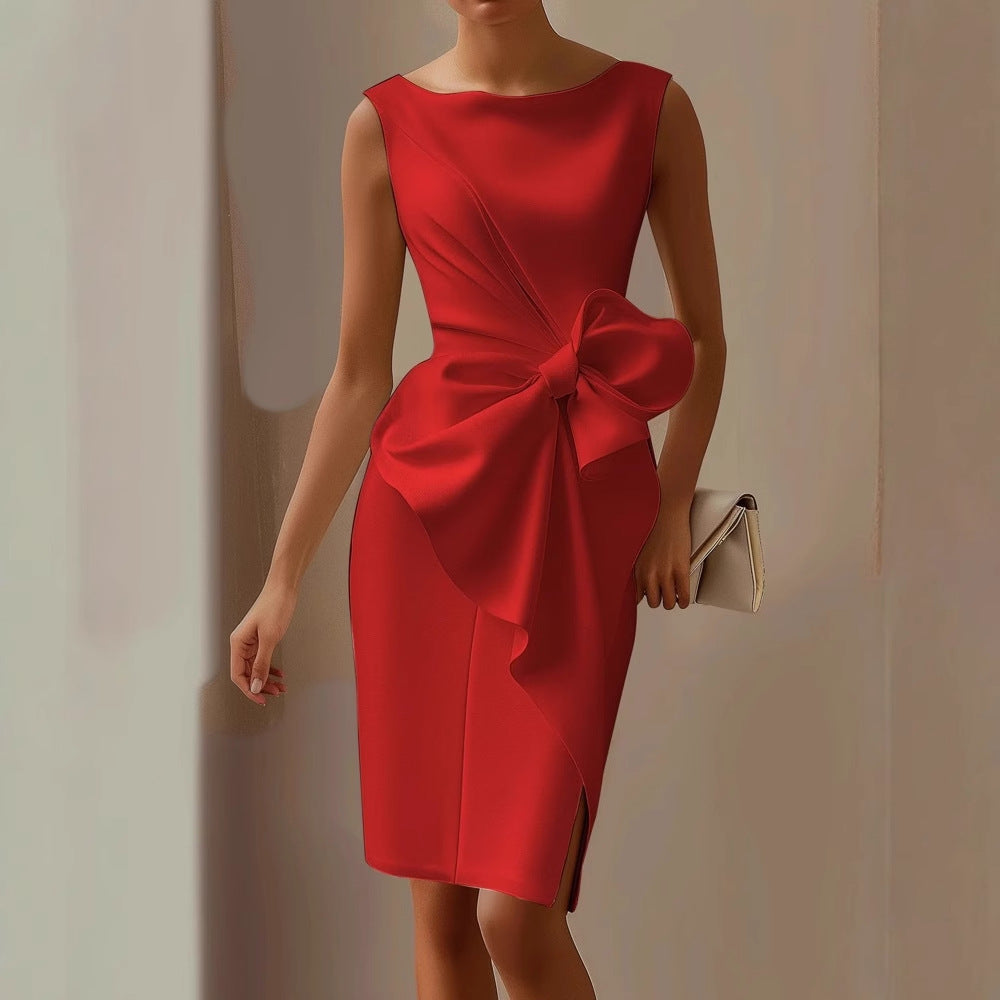 Chic Collection | Women's Dress for Weddings & Cocktail Events with Oversized Bow 4