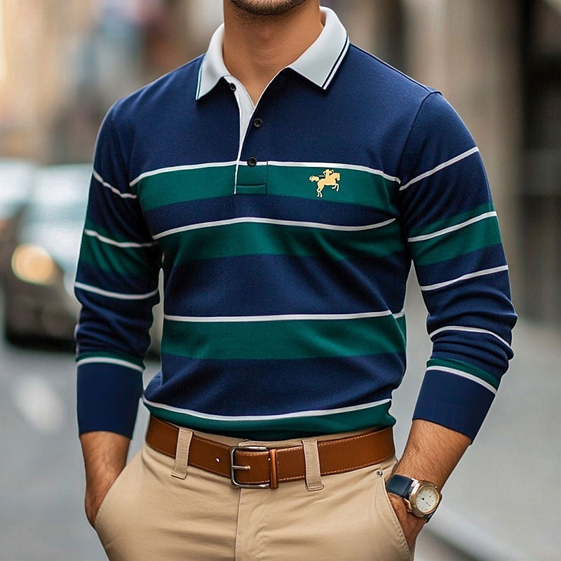 Classic Collection | Men's Long Sleeve Polo Shirt with Soft Stretch Fabric 0
