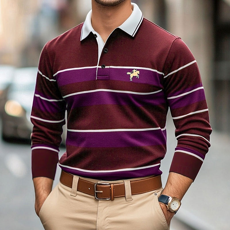 Classic Collection | Men's Long Sleeve Polo Shirt with Soft Stretch Fabric 1