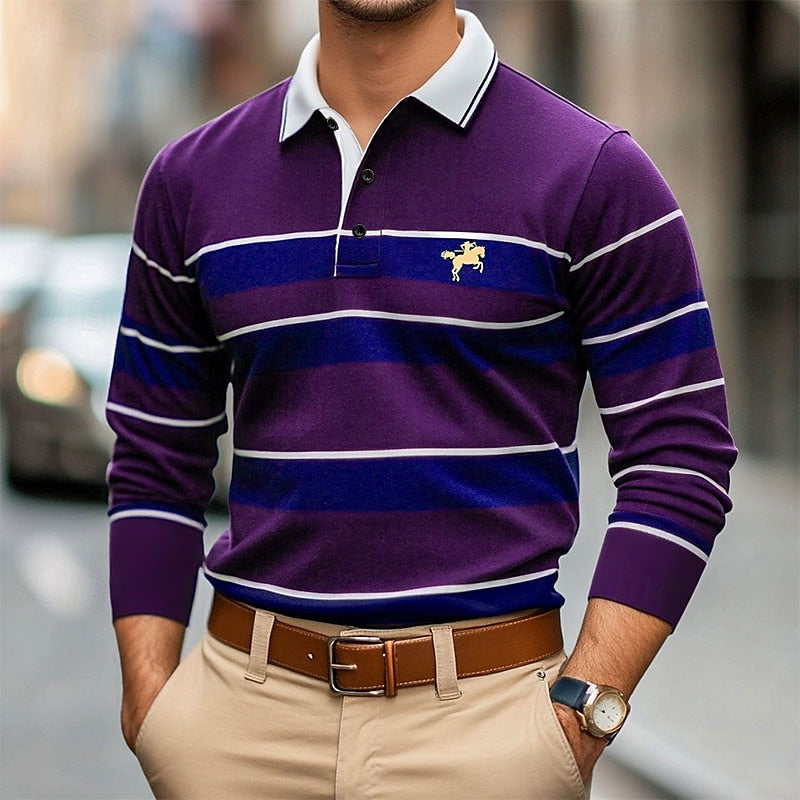 Classic Collection | Men's Long Sleeve Polo Shirt with Soft Stretch Fabric 2