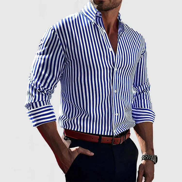 Classic Collection | Men's Overshirt with Vertical Stripes & Soft Blend 0