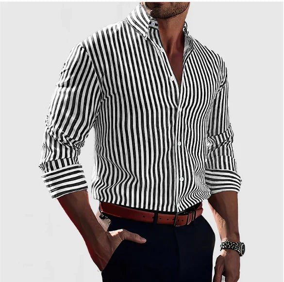 Classic Collection | Men's Overshirt with Vertical Stripes & Soft Blend 2