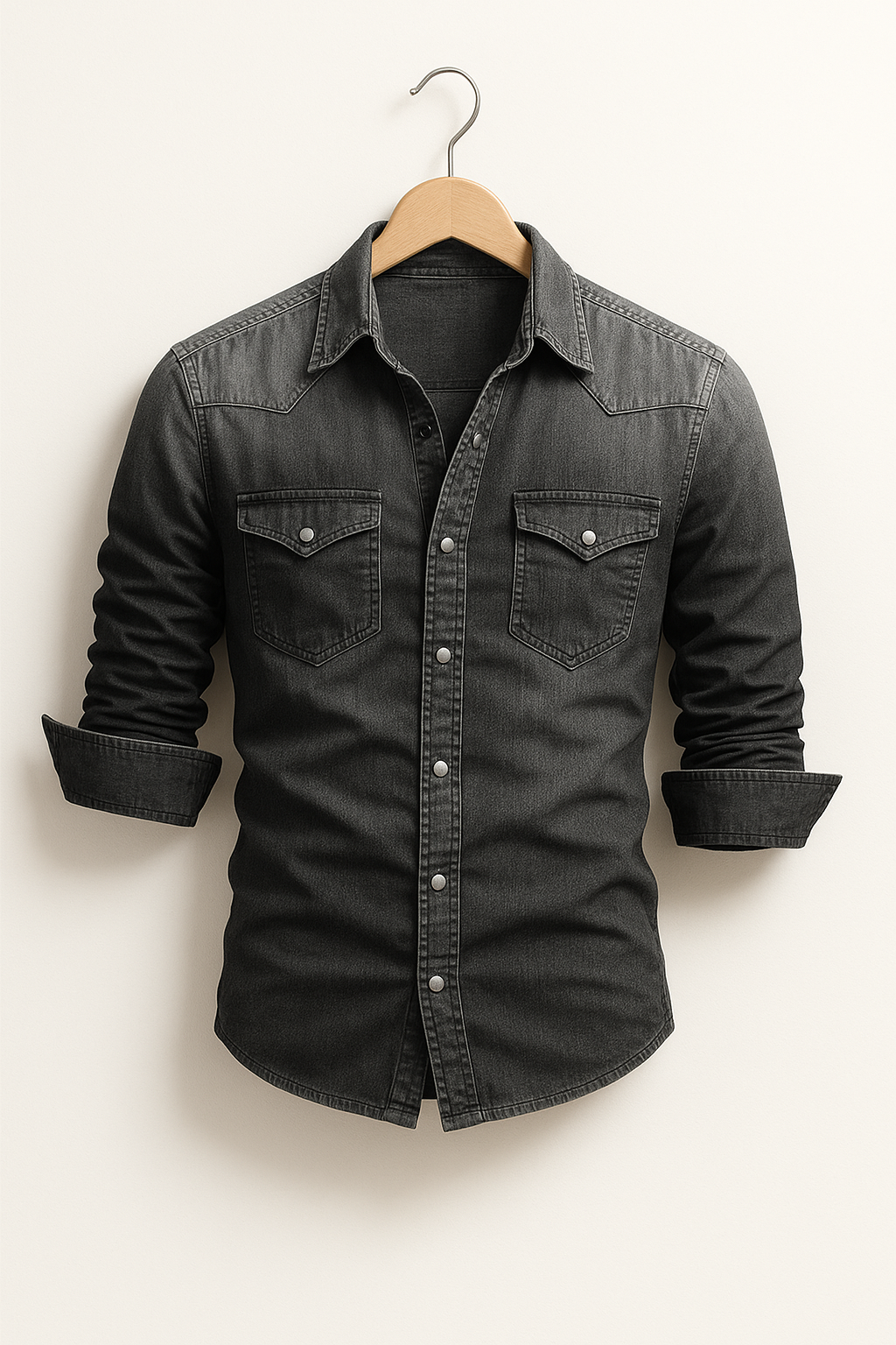 Classic Denim Shirt | Mens Denim Top with Adjustable Cuffs & Easy Care 7