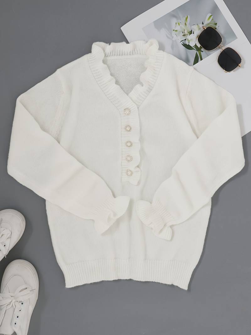 Darcey Collection | Women's Ruffle Blouse with Decorative Buttons 2