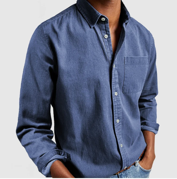 Denim Blend Shirt | Soft Fabric with Flexible Fit & Button Closure 2