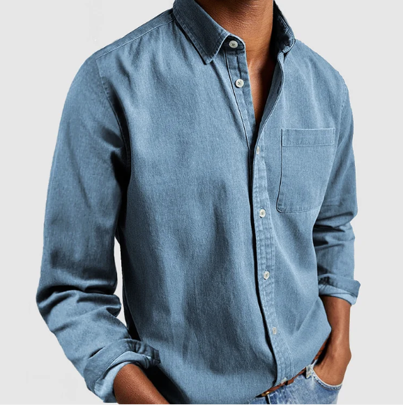 Denim Blend Shirt | Soft Fabric with Flexible Fit & Button Closure 7