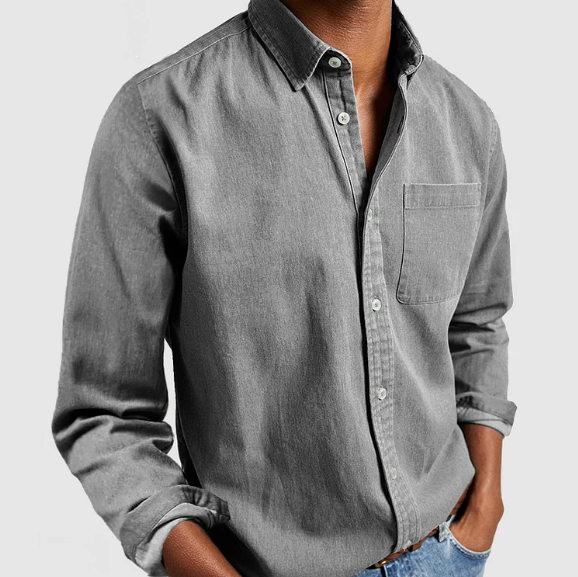 Denim Blend Shirt | Soft Fabric with Flexible Fit & Button Closure 8