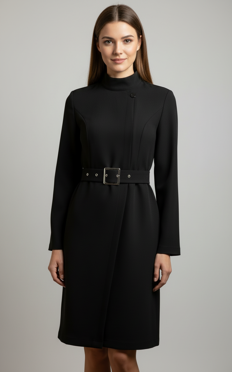 Elegance Collection | Ladies Dress Coats with Belted Midi Design 0