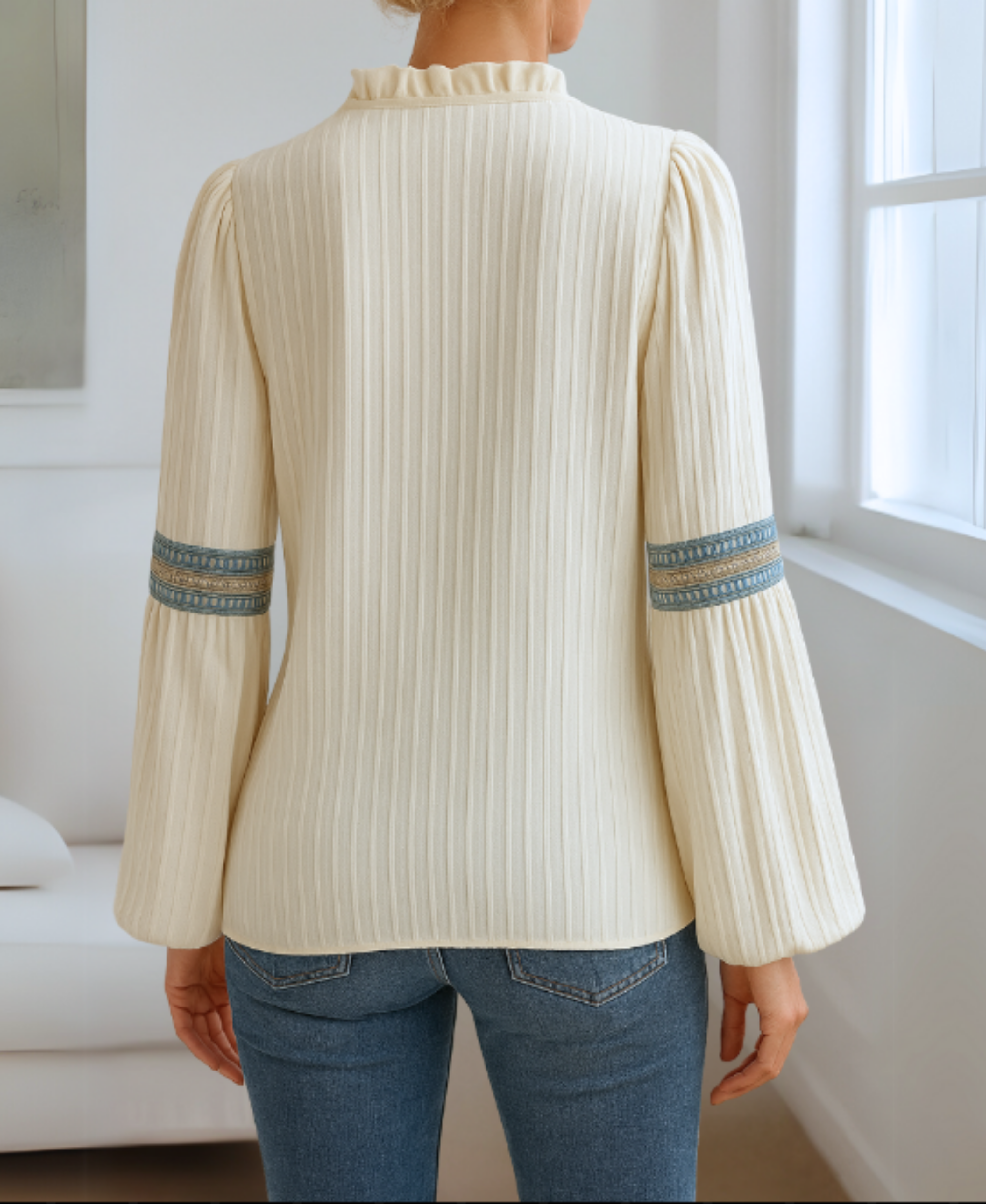Elegance Collection | Women's Blouse with Vintage V-Neck & Soft Pleating 3