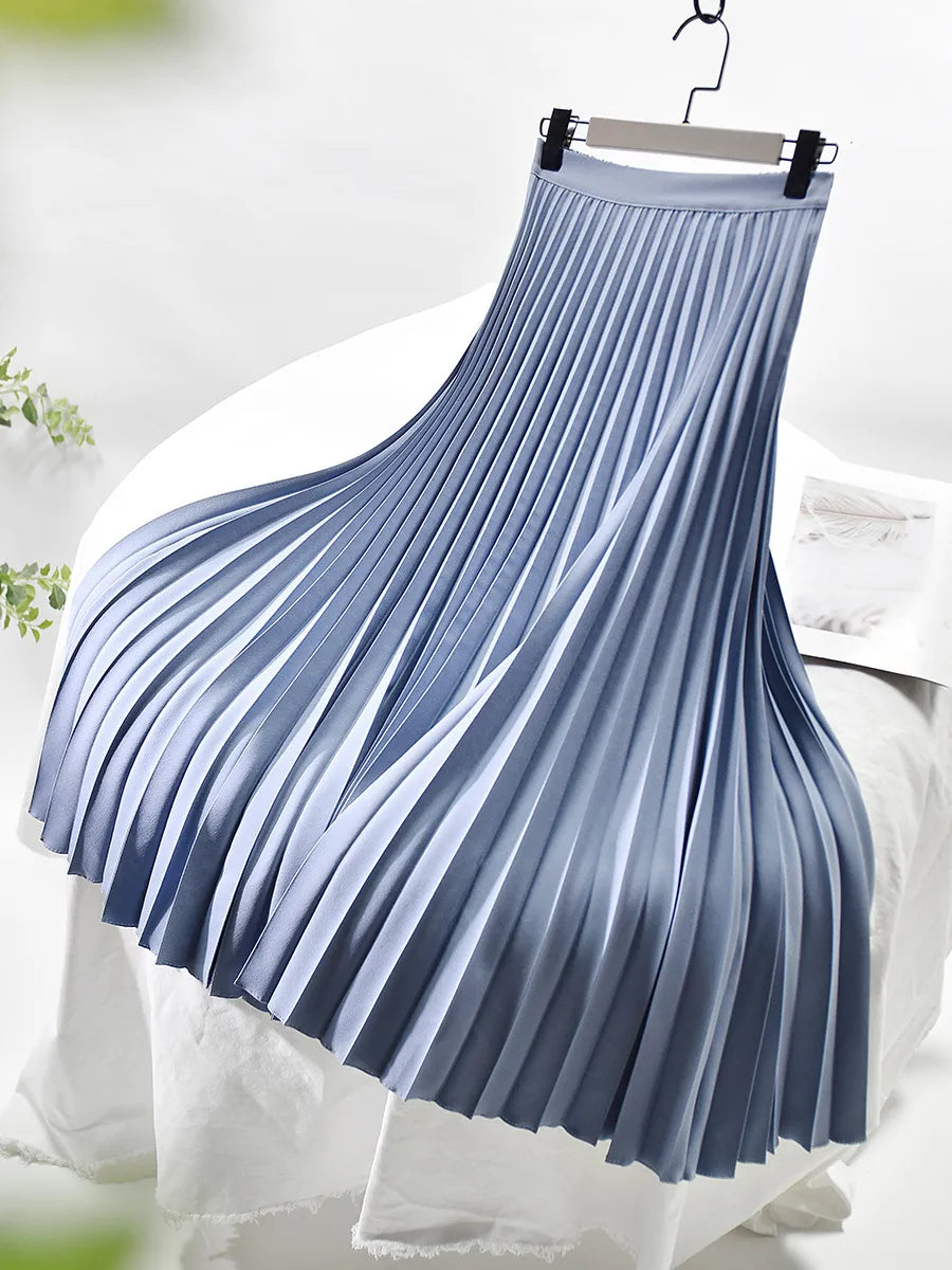 Elegant A-Line Maxi Skirt | High Waisted Design with Pleated Style 5