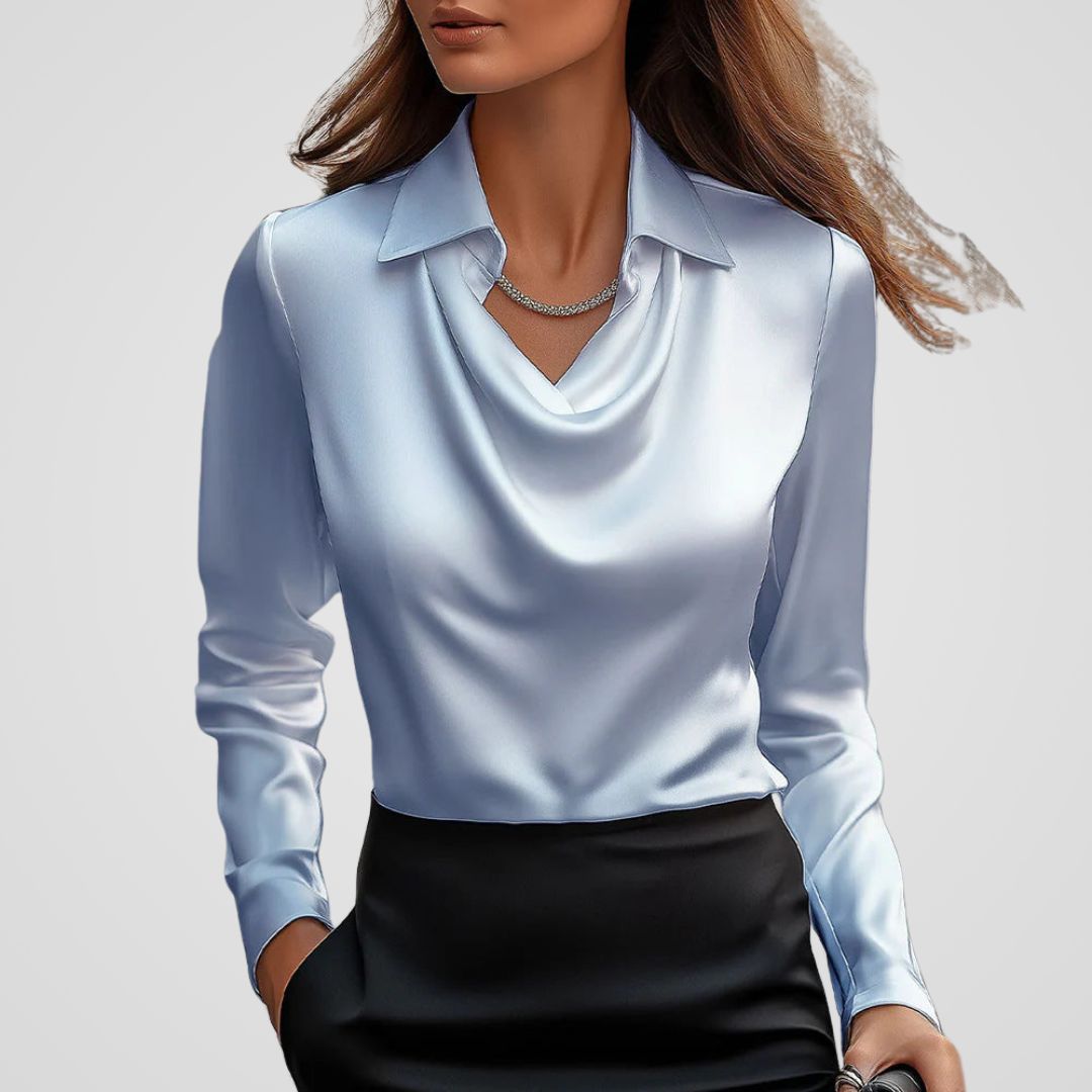Elegant Draped Satin Blouse | Women's Blouse with Timeless Design 2