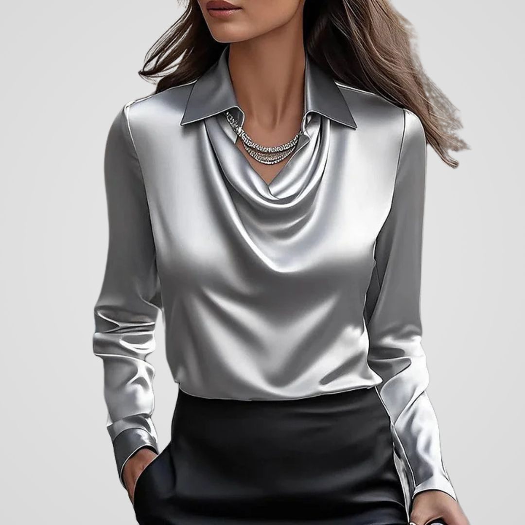 Elegant Draped Satin Blouse | Women's Blouse with Timeless Design 3