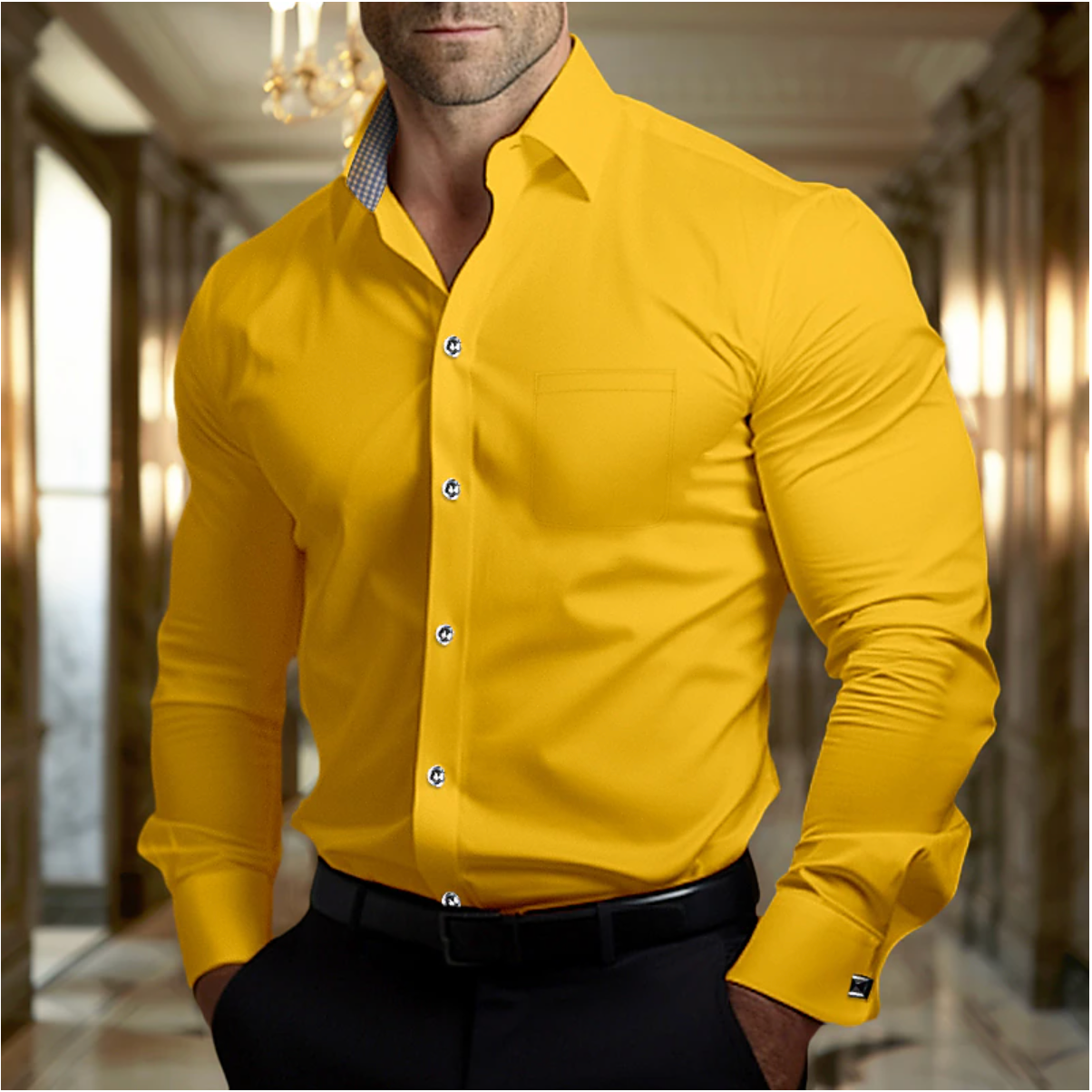 Elegant Men's Dress Shirt | Breathable Fabric Blend with Neat Silhouette 4