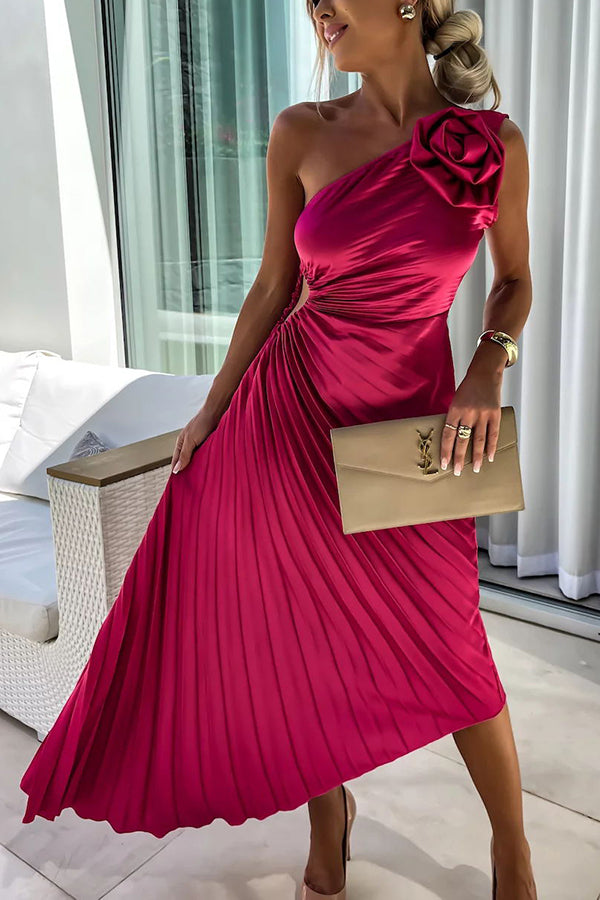 Elegant Pleated | White Maxi Dress for Women with One-Shoulder Design 0