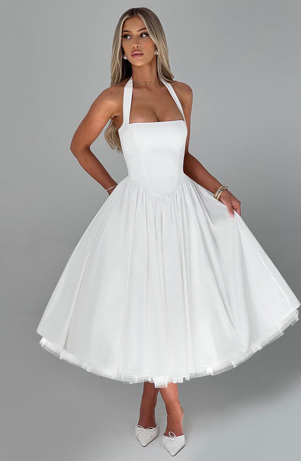 Ella | Chic Halter Midi Dress for Wedding Guests 6