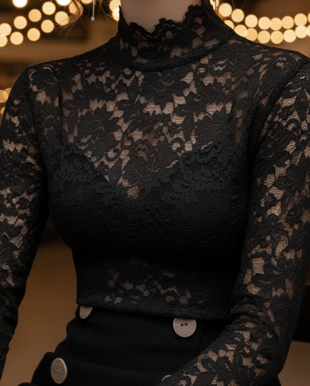 Ella | Elegant Lace High-Neck Blouse for Women 0