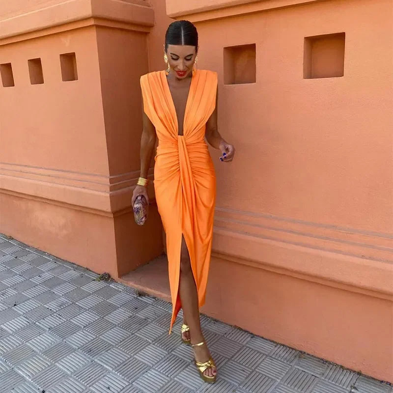 Ella | Elegant Long Sleeve Pleated Maxi Dress for Women 0