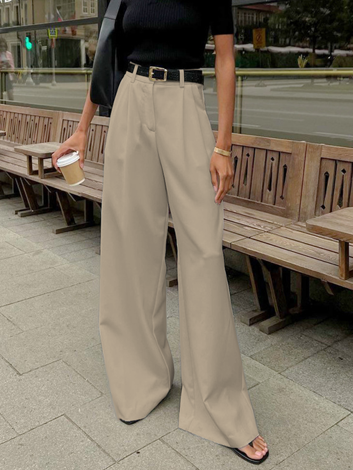 Ella | Stylish Black Wide Leg Trousers for Women 4