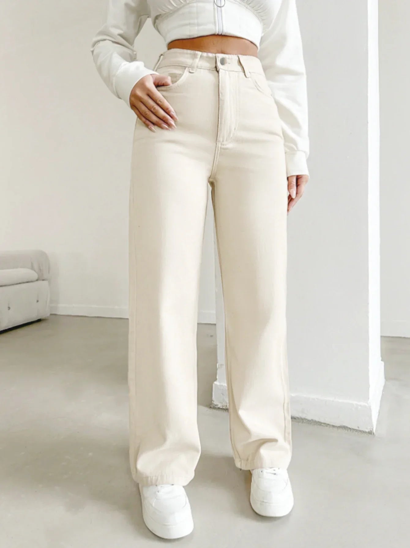 Ella | Stylish High Waist Straight Leg Pants 0