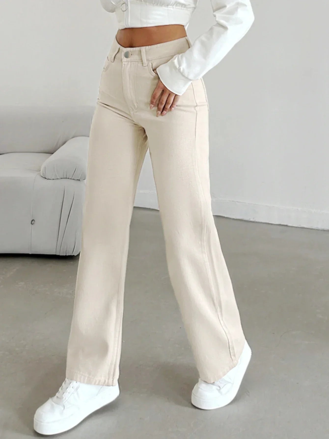 Ella | Stylish High Waist Straight Leg Pants 1