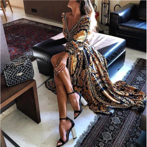 Ella | Vibrant Floral Long Sleeve Maxi Dress for Women 2