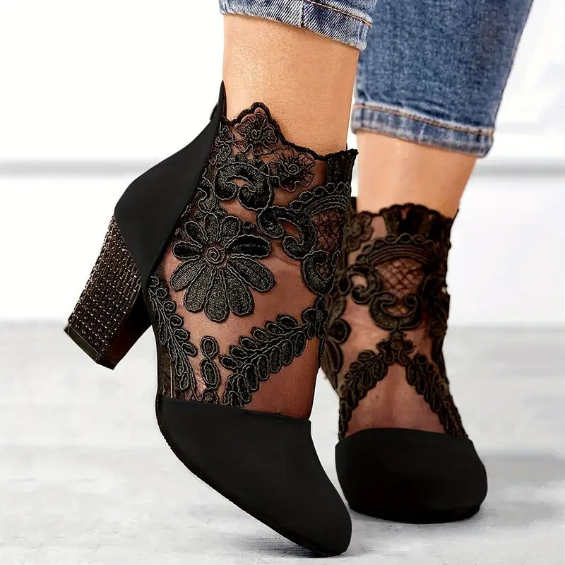 Emily | Elegant Handmade Floral Lace Heels 2