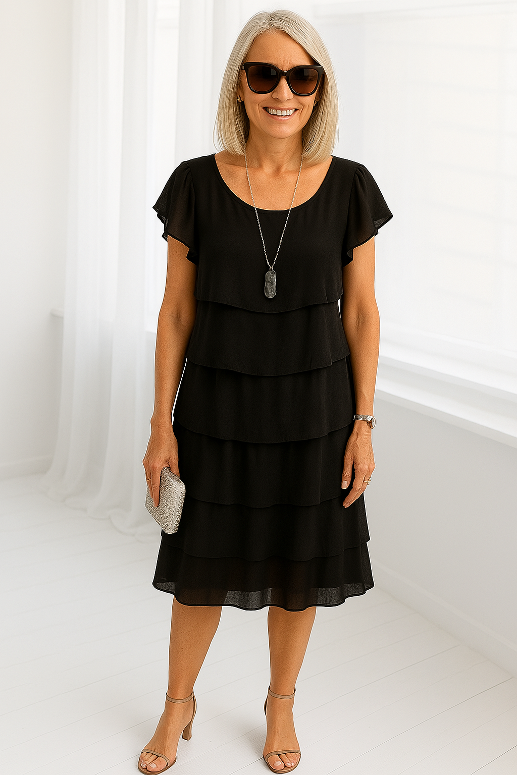 Emily | Elegant Layered Midi Dress for Women 1