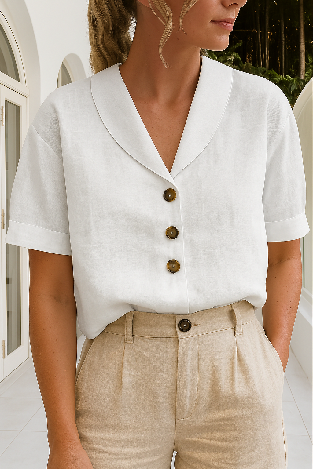 Emily | Elegant White Long Sleeve Blouse 0