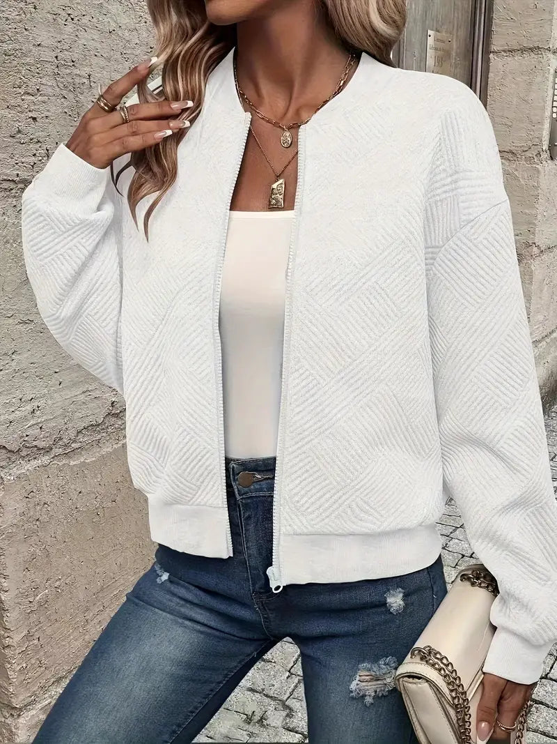 Emily | Stylish Casual Pattern Front Zip Cardigan 2