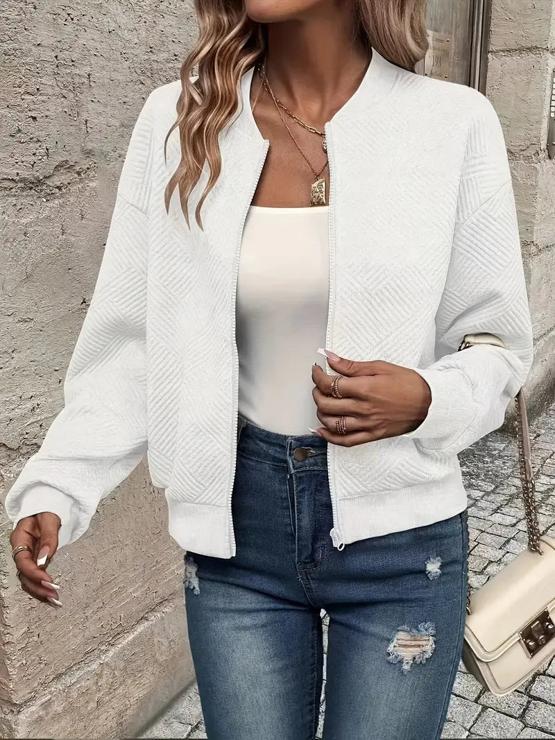 Emily | Stylish Casual Pattern Front Zip Cardigan 3