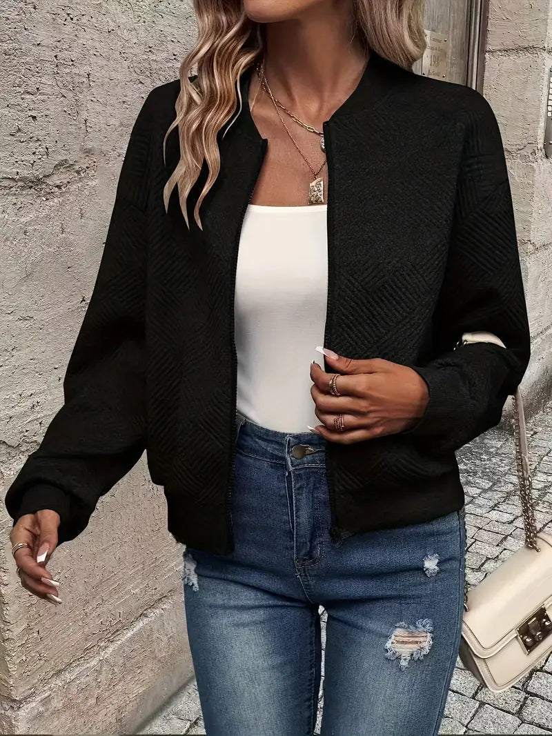Emily | Stylish Casual Pattern Front Zip Cardigan 4