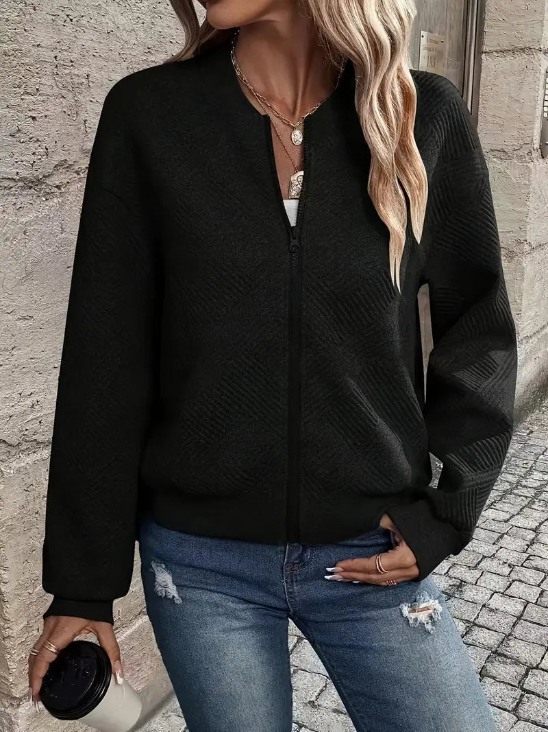 Emily | Stylish Casual Pattern Front Zip Cardigan 5