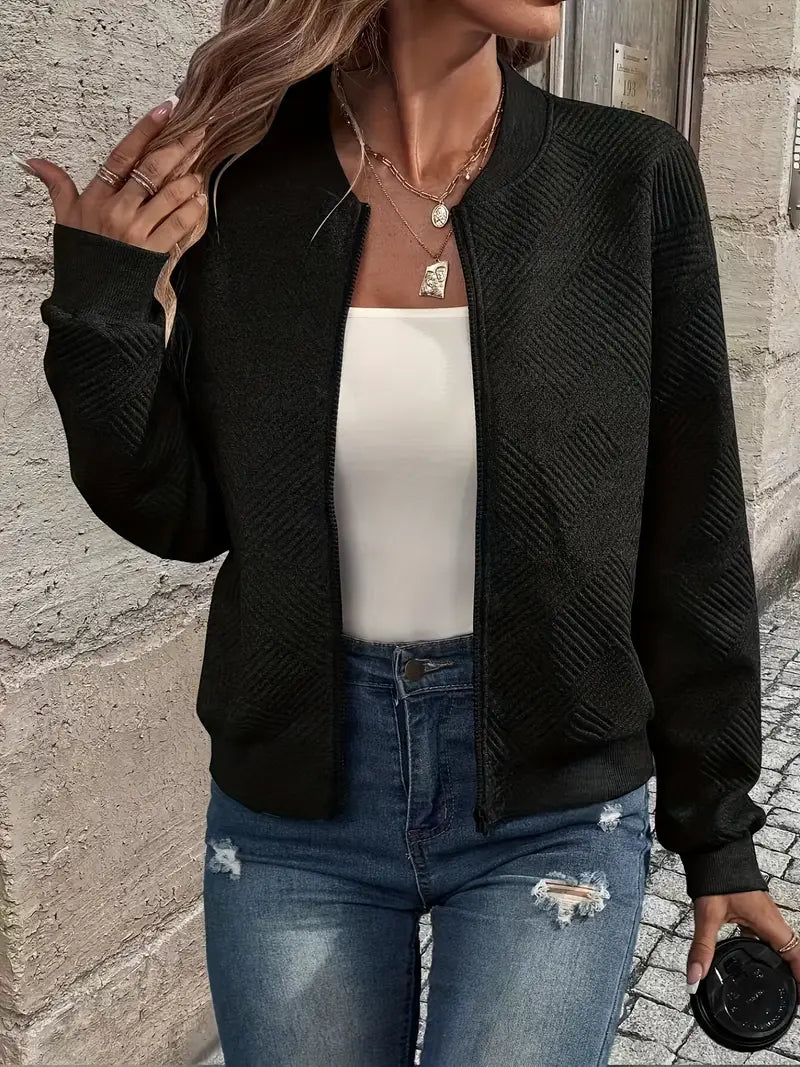 Emily | Stylish Casual Pattern Front Zip Cardigan 6