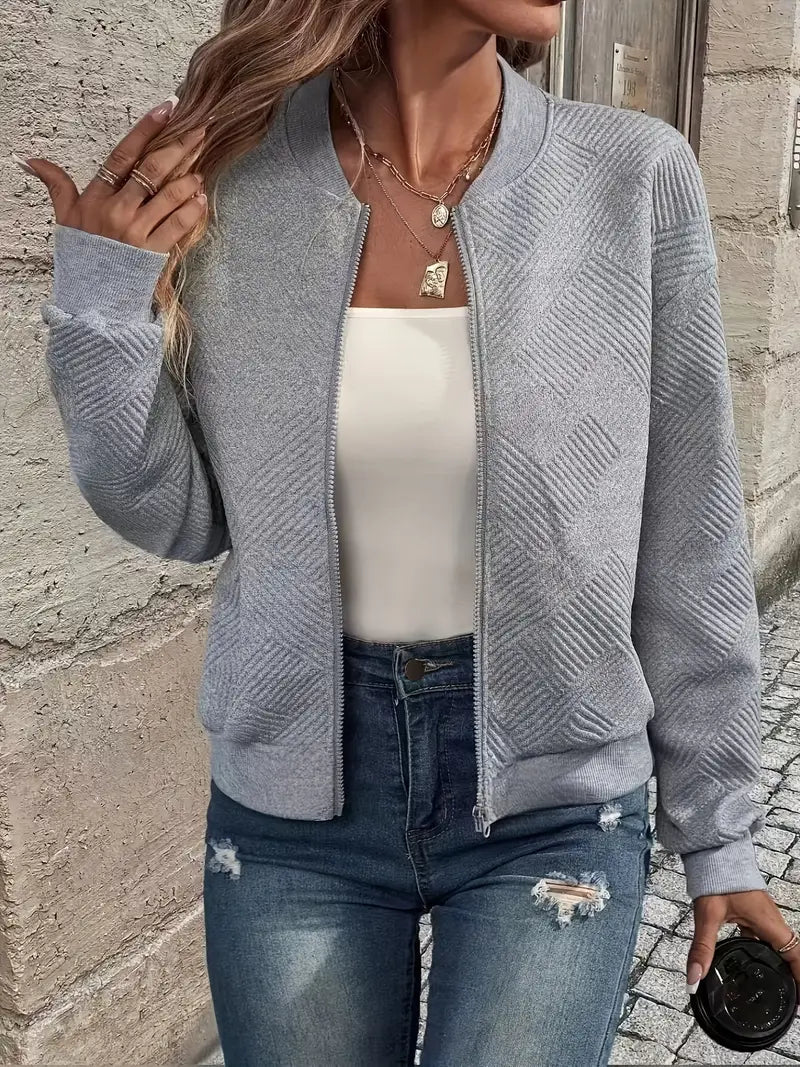 Emily | Stylish Casual Pattern Front Zip Cardigan 7