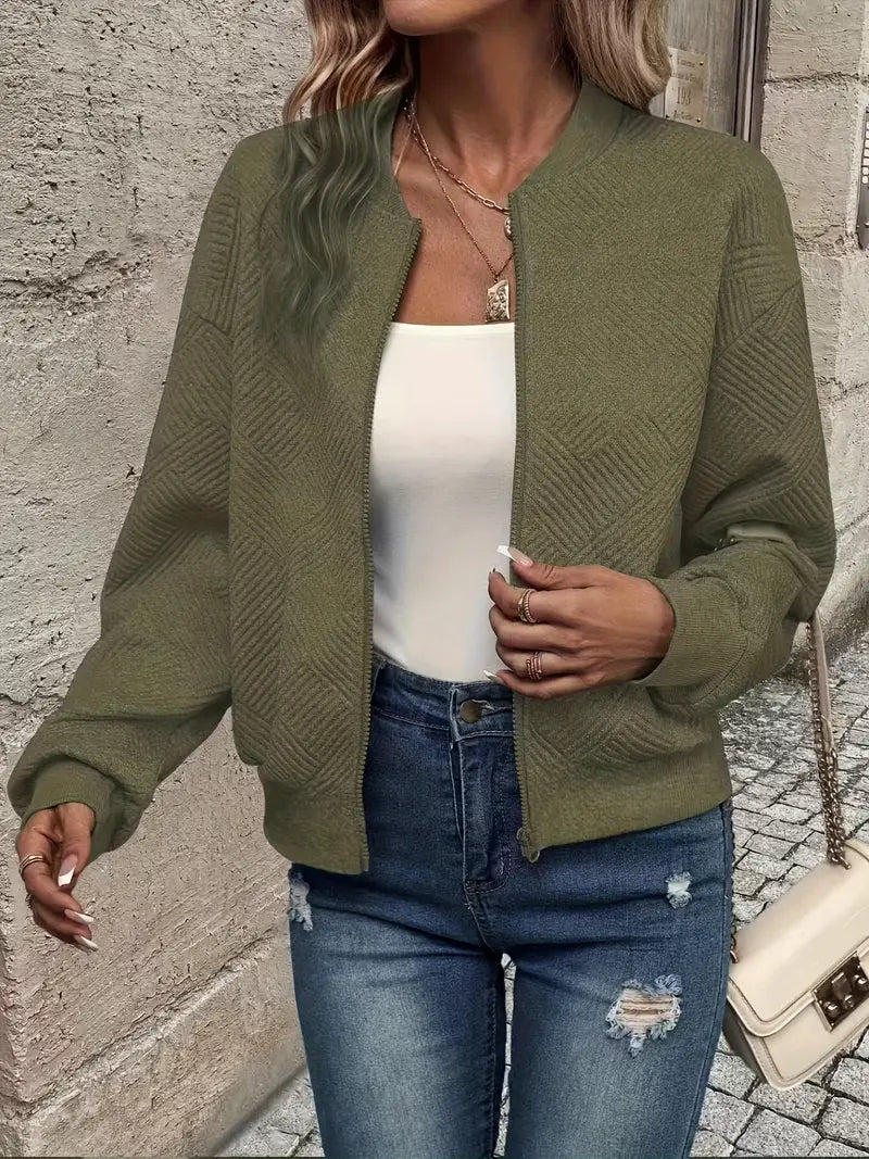 Emily | Stylish Casual Pattern Front Zip Cardigan 9