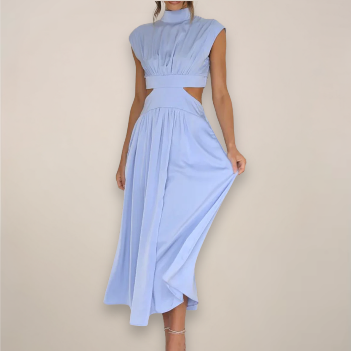 Emma | Elegant Cap Sleeve Black Maxi Dress for Women 2