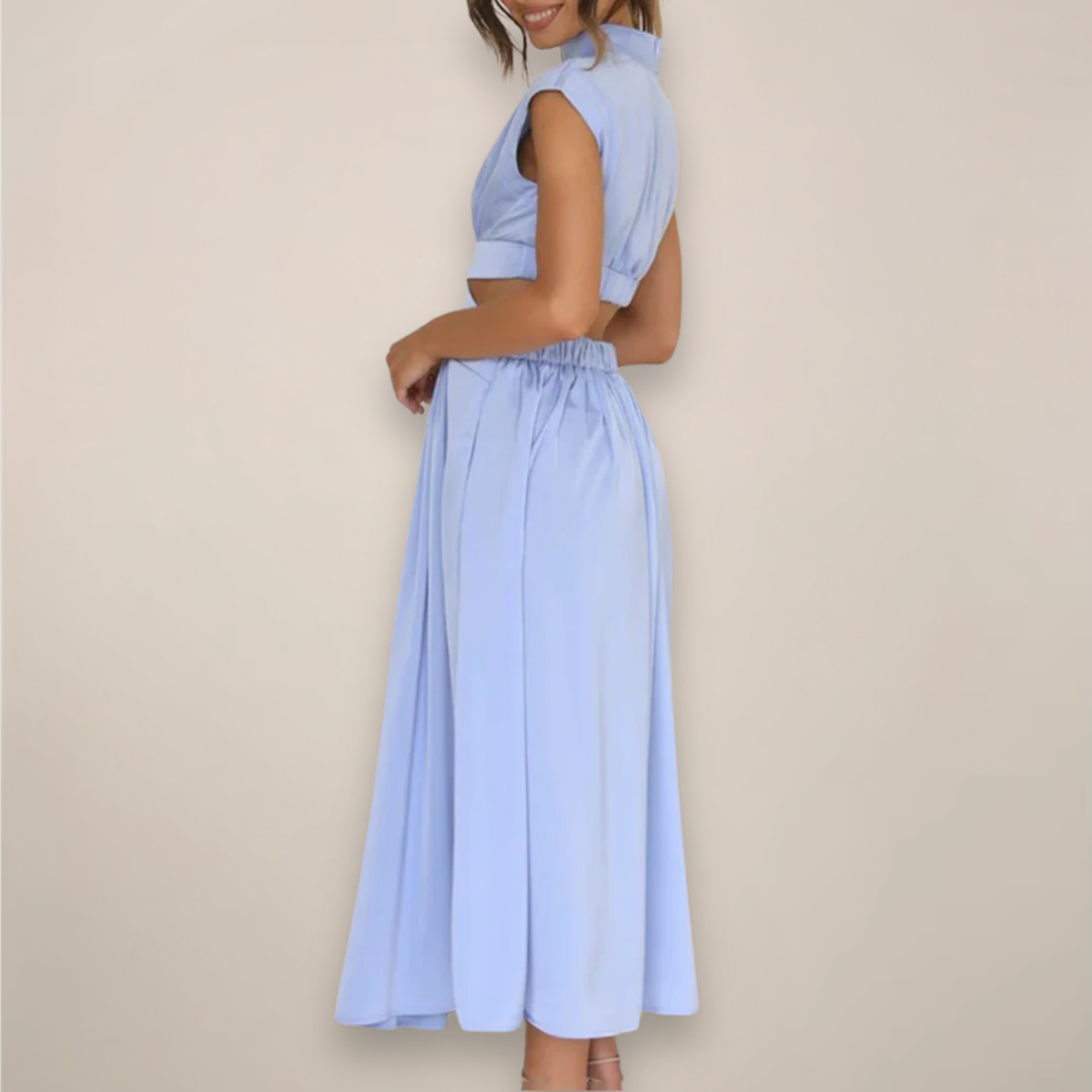 Emma | Elegant Cap Sleeve Black Maxi Dress for Women 3