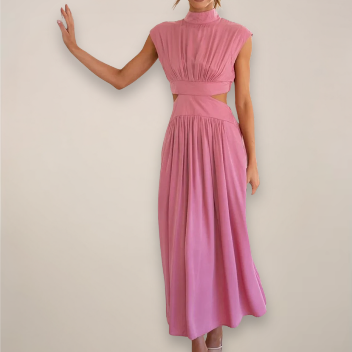 Emma | Elegant Cap Sleeve Black Maxi Dress for Women 4